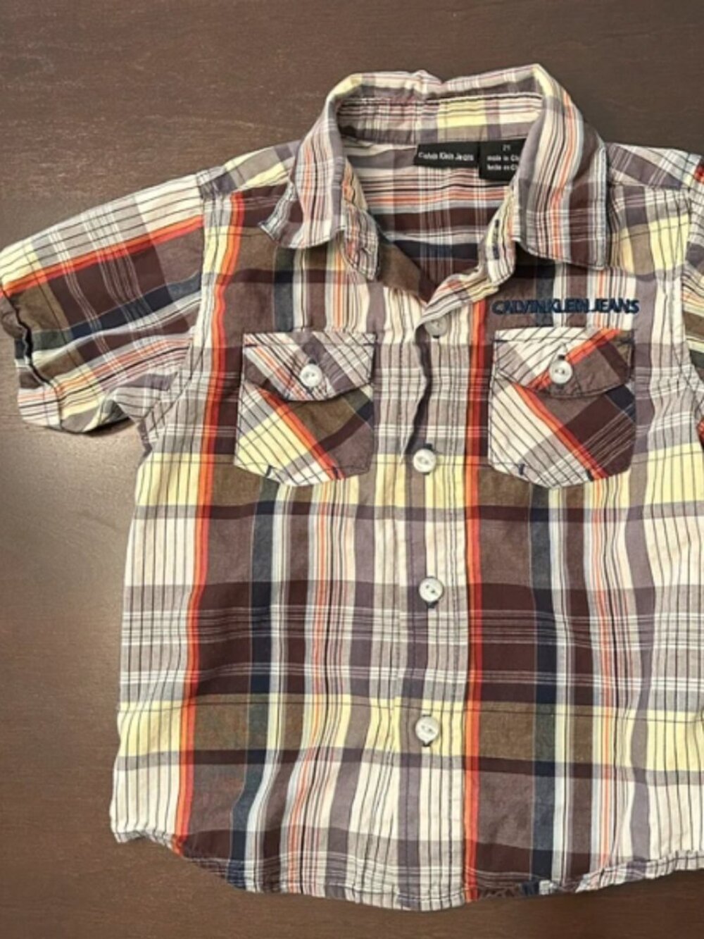 Retro Calvin Klein short-sleeve button-down shirt (Size 2T)